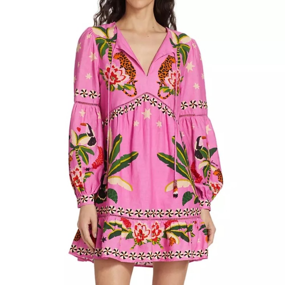FARM Rio Pink Tropical Floral Mini Dress